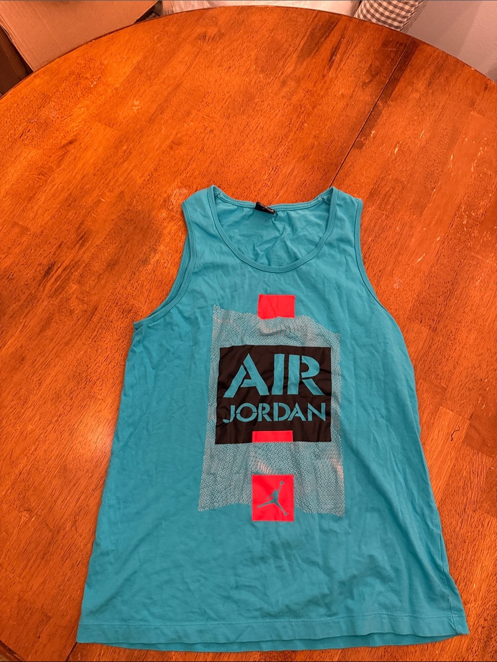 Jordan Teal Graphic Air Jordan Tank Top with Black & Red Accents M